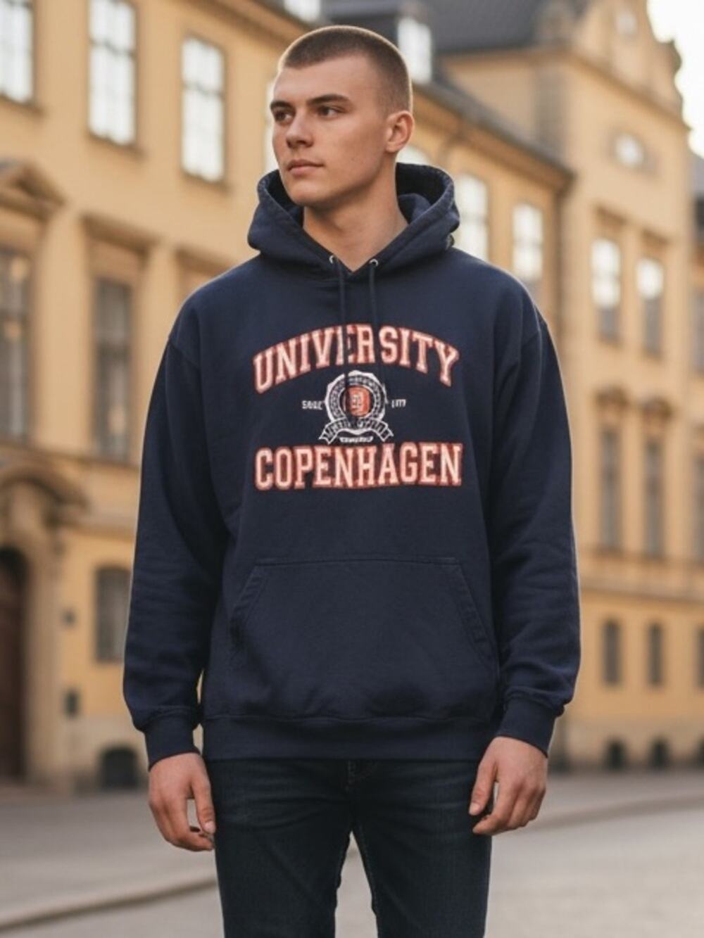 UNIVERSITY COPENHAGEN (Denmark) Men’s XL Navy Blue Hoodie Sweatshirt